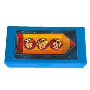Vintage 1982 Kelloggs Rice Krispies Blue Pencil Case Box Snap Crackle Pop